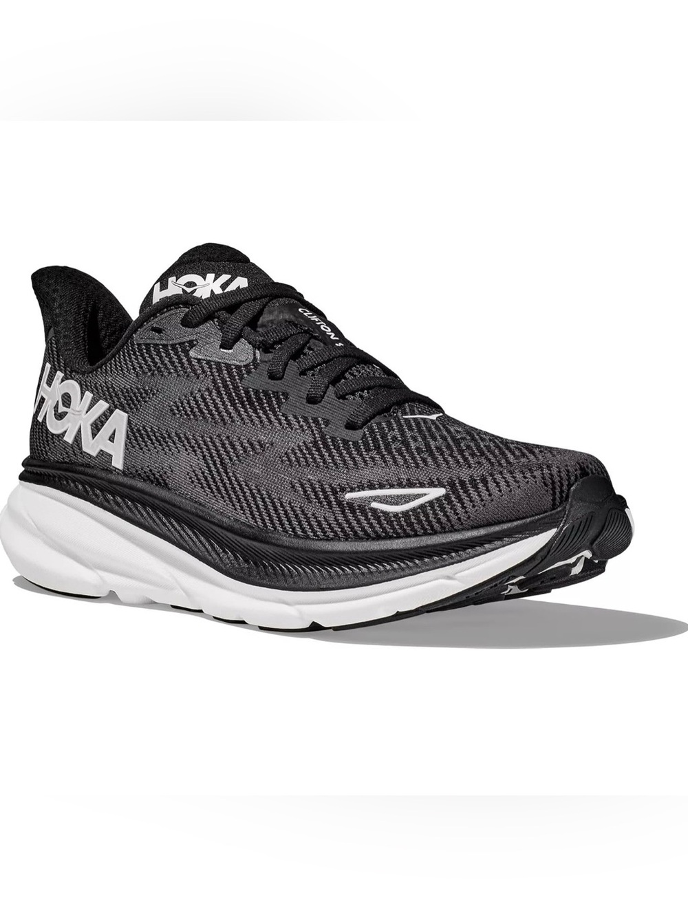Hoka Women's Clifton 9 Sneaker Black White Athletic unning Shoes Size 7.5B